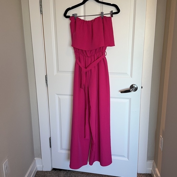 BIBI hot pink strapless jumpsuit size medium - Picture 1 of 3
